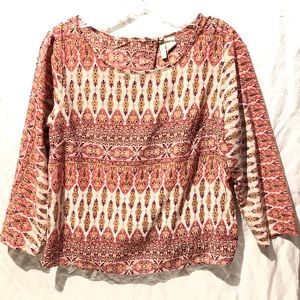 Japna Medium Knotted Open Back Boho Print Top